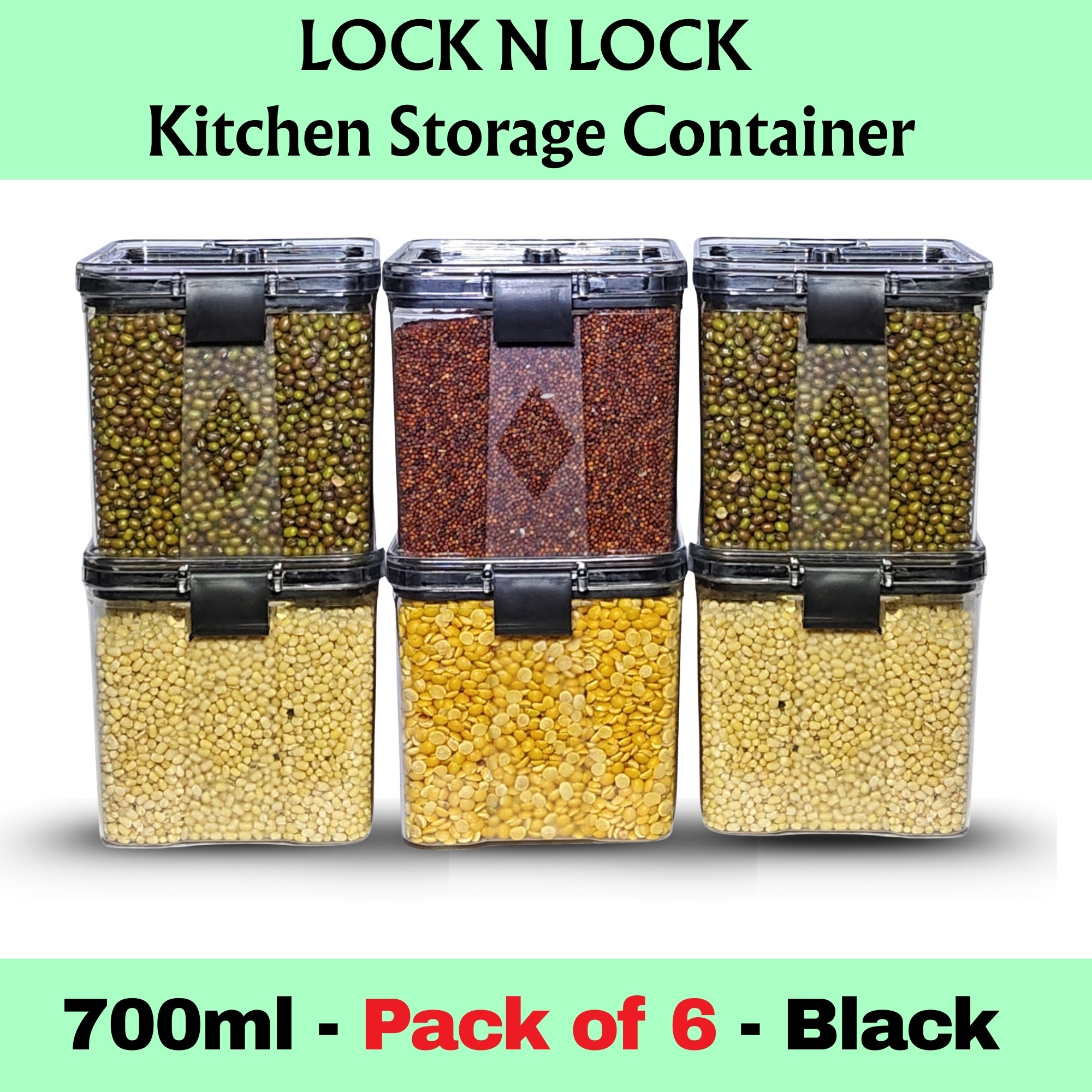 Lock And Unlock Kitchen Storage Containers Pack of 6 (700ML)