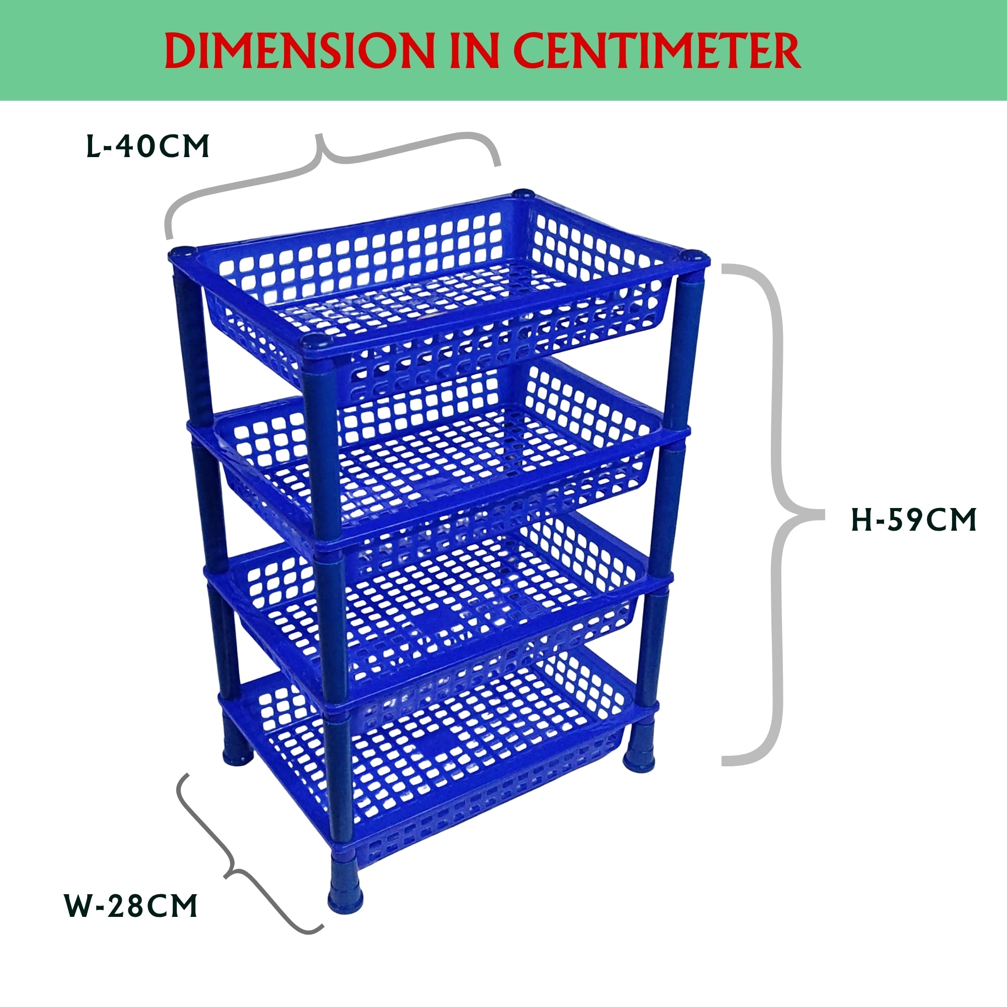 Kitchen Racks Plastic, Vegetable Basket Stand, Plastic Rack Office, Fruits Onion Stand for Kitchen ( 4 Layer)