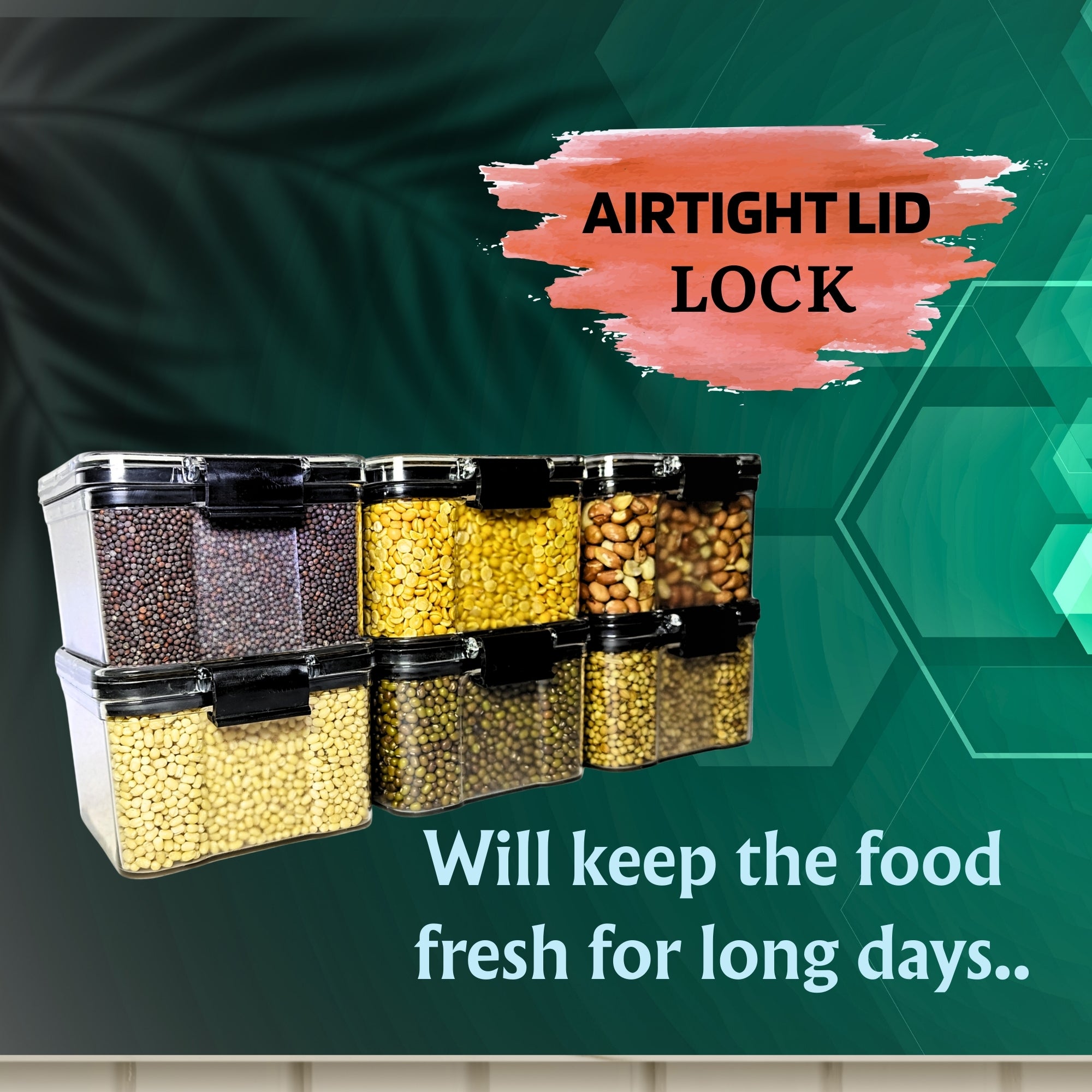 Lock And Unlock Airtight Kitchen Storage Containers Storage (Pack Of 4, Black, 700 ml, Plastic)