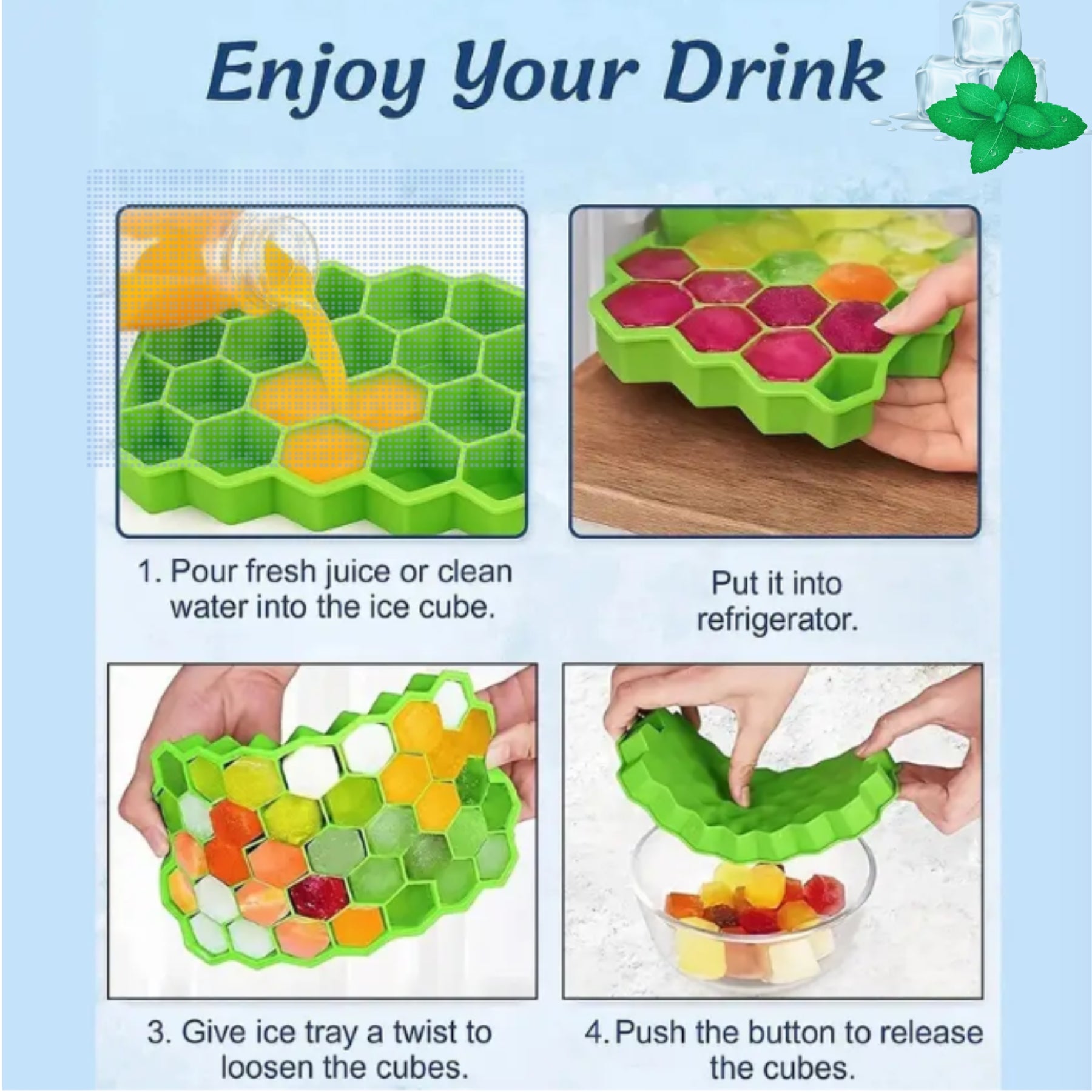 Honey Comb Silicone Ice Cube Tray β Pack of 2