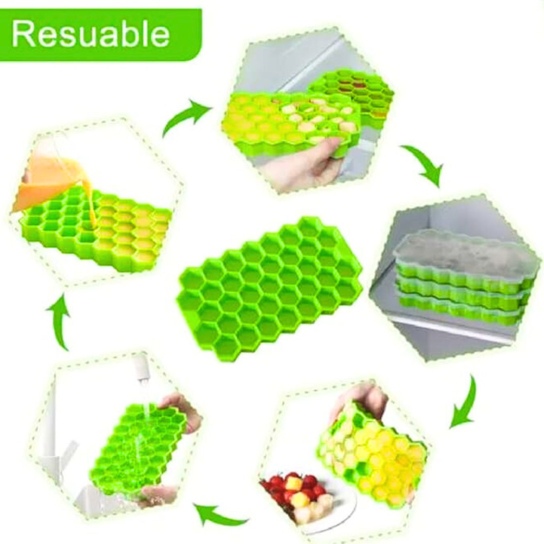 Honey Comb Silicone Ice Cube Tray β Pack of 2
