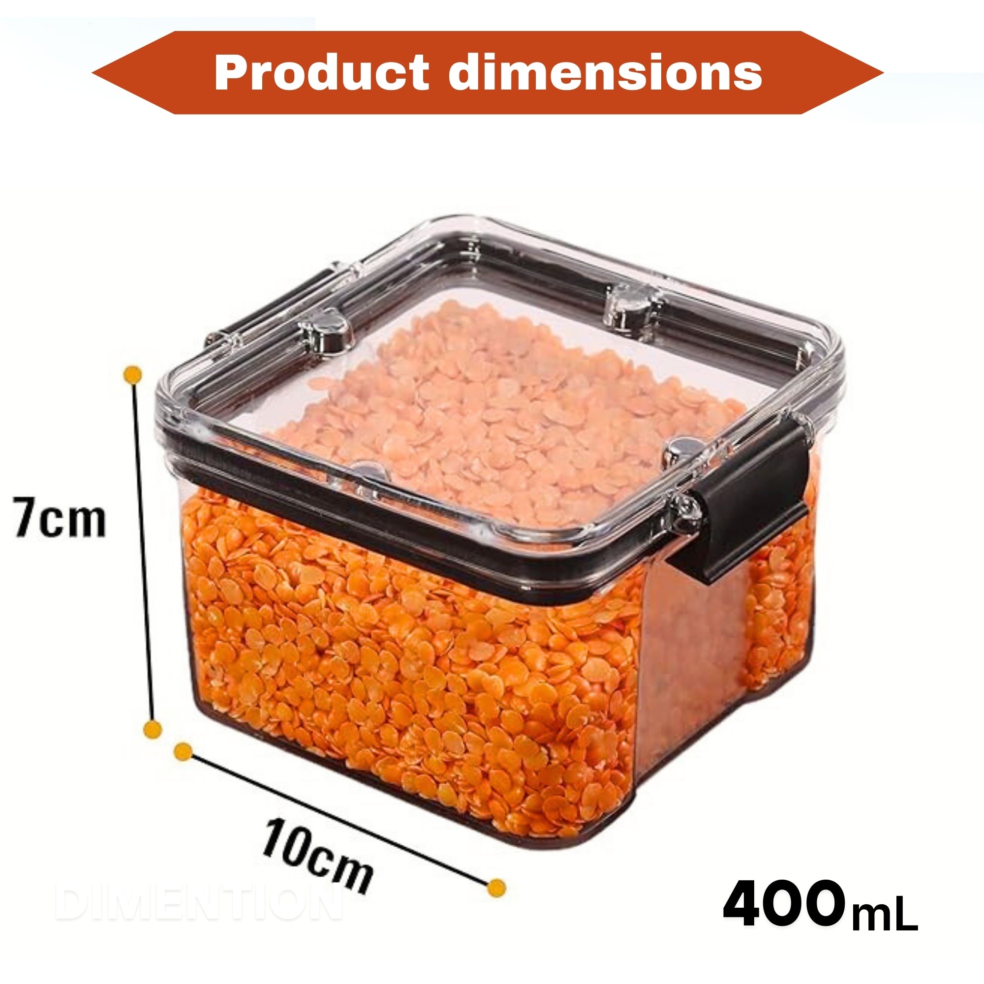 Lock And Unlock Airtight Plastic Kitchen Storage  Containers Set 400 ml (Black, Pack of 6)
