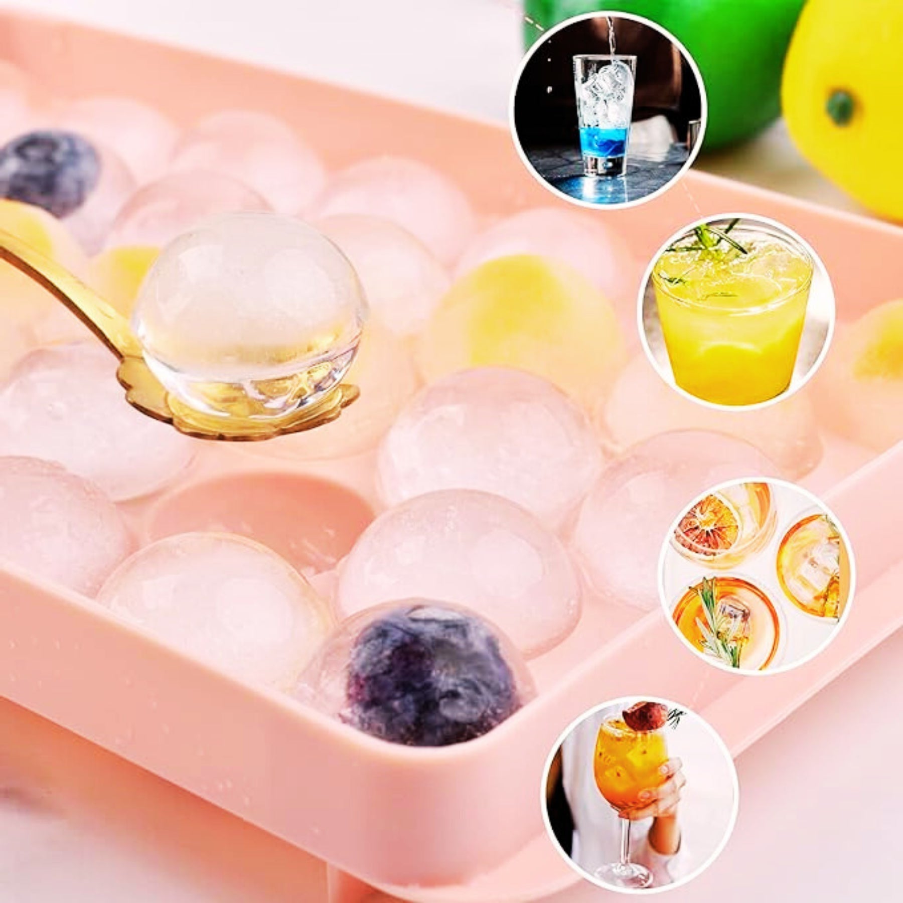 Round Ball Ice Cube Tray Pack Of 2 For Create Perfectly Round Ice Balls
