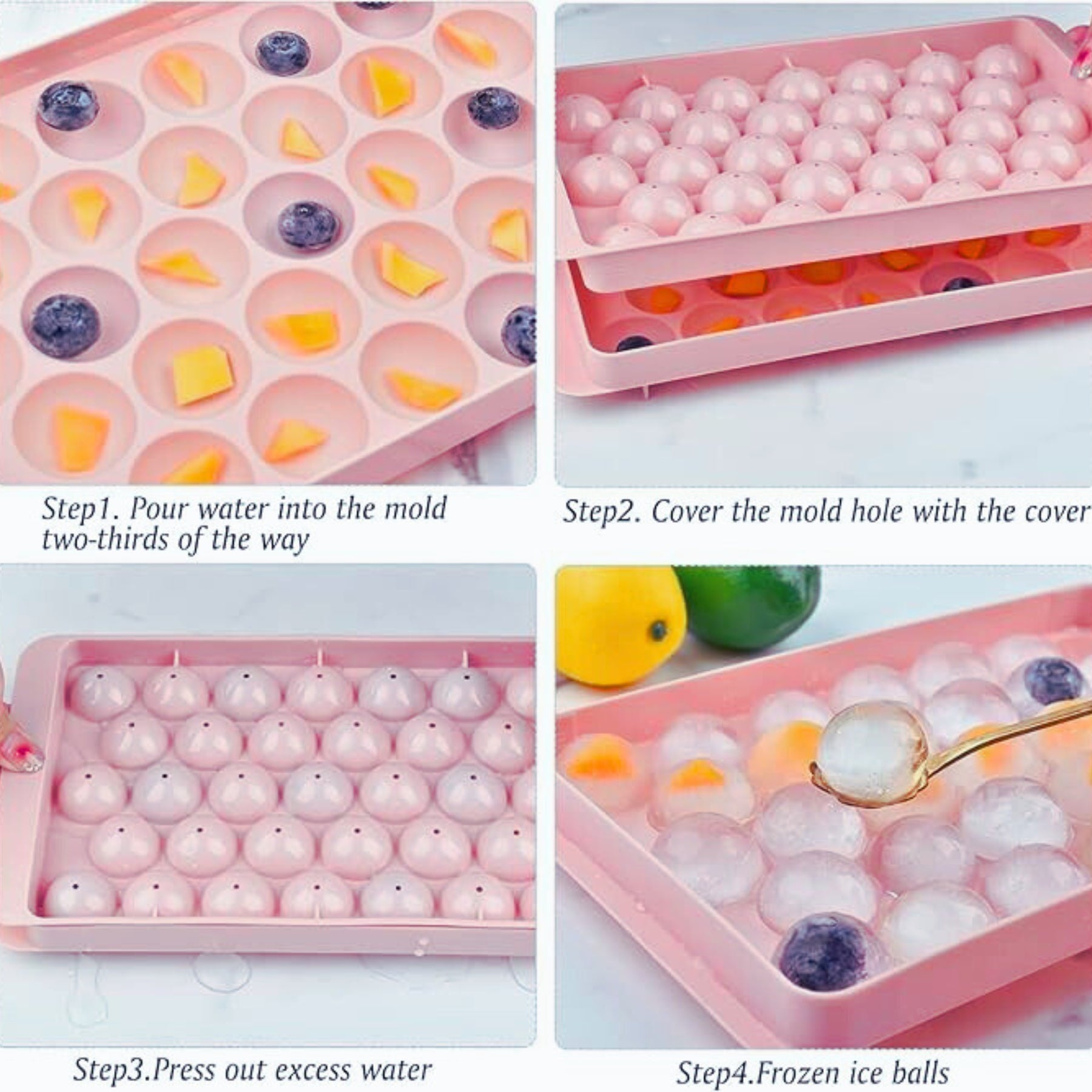 Round Ball Ice Cube Tray Pack Of 2 For Create Perfectly Round Ice Balls