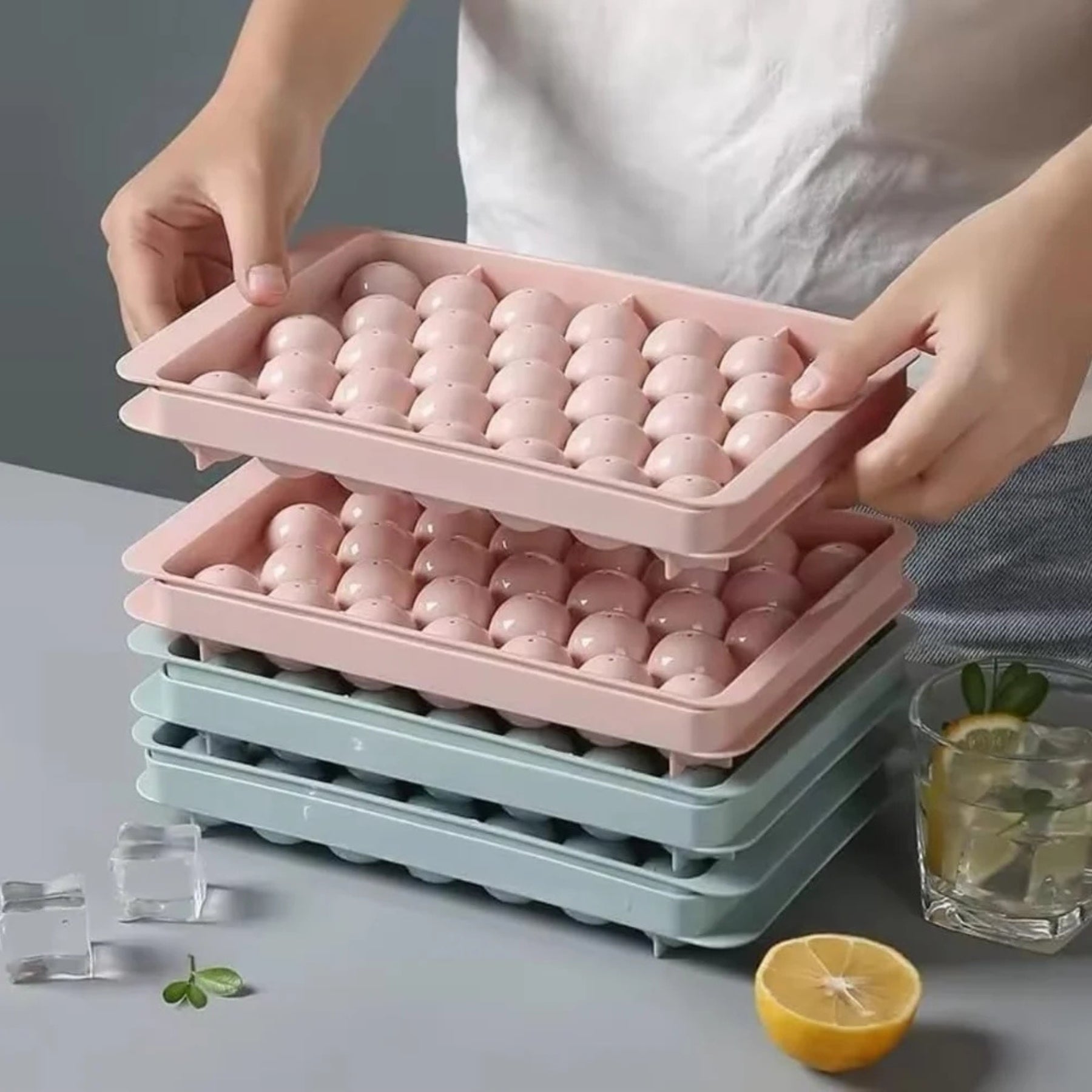 Round Ball Ice Cube Tray Pack Of 2 For Create Perfectly Round Ice Balls