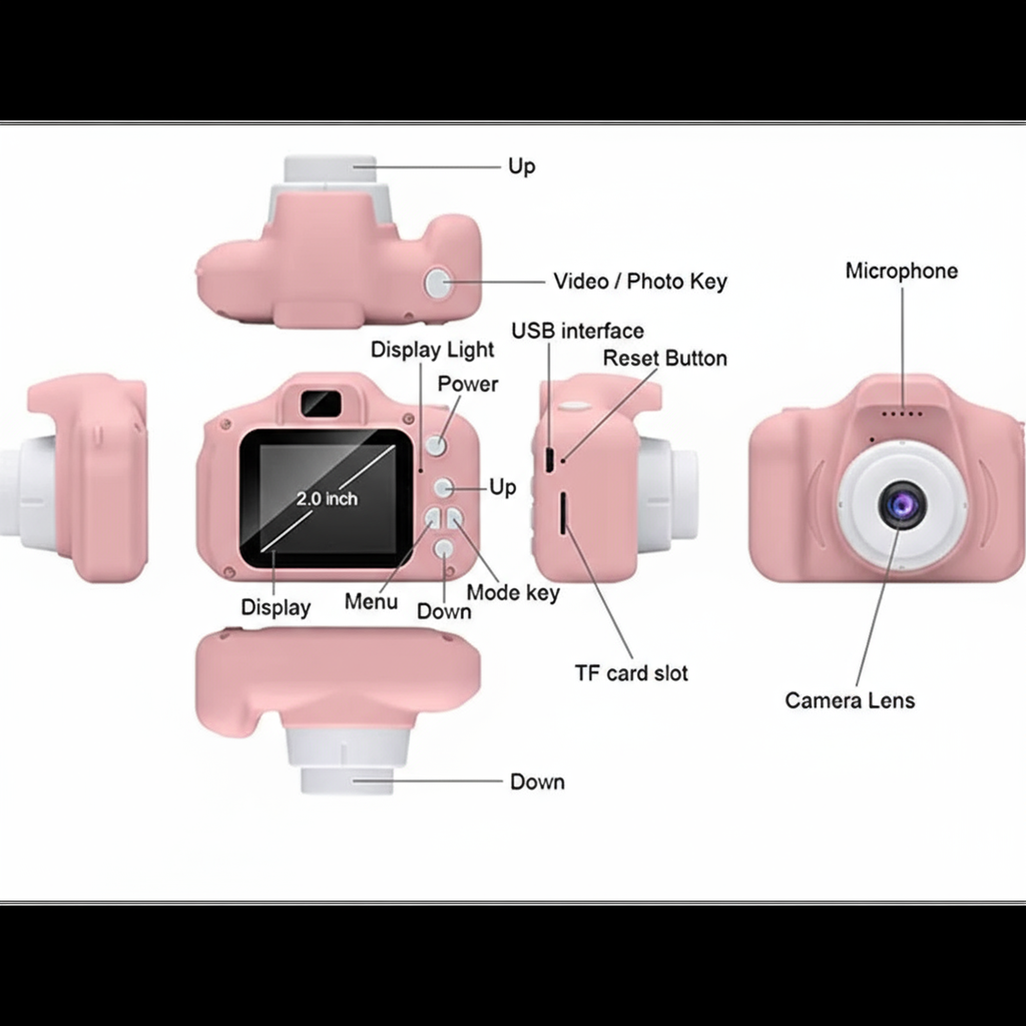 Pink Digital Camera for Kids | 2"LCD Screen | Rechargeable Toy | Photo & Video