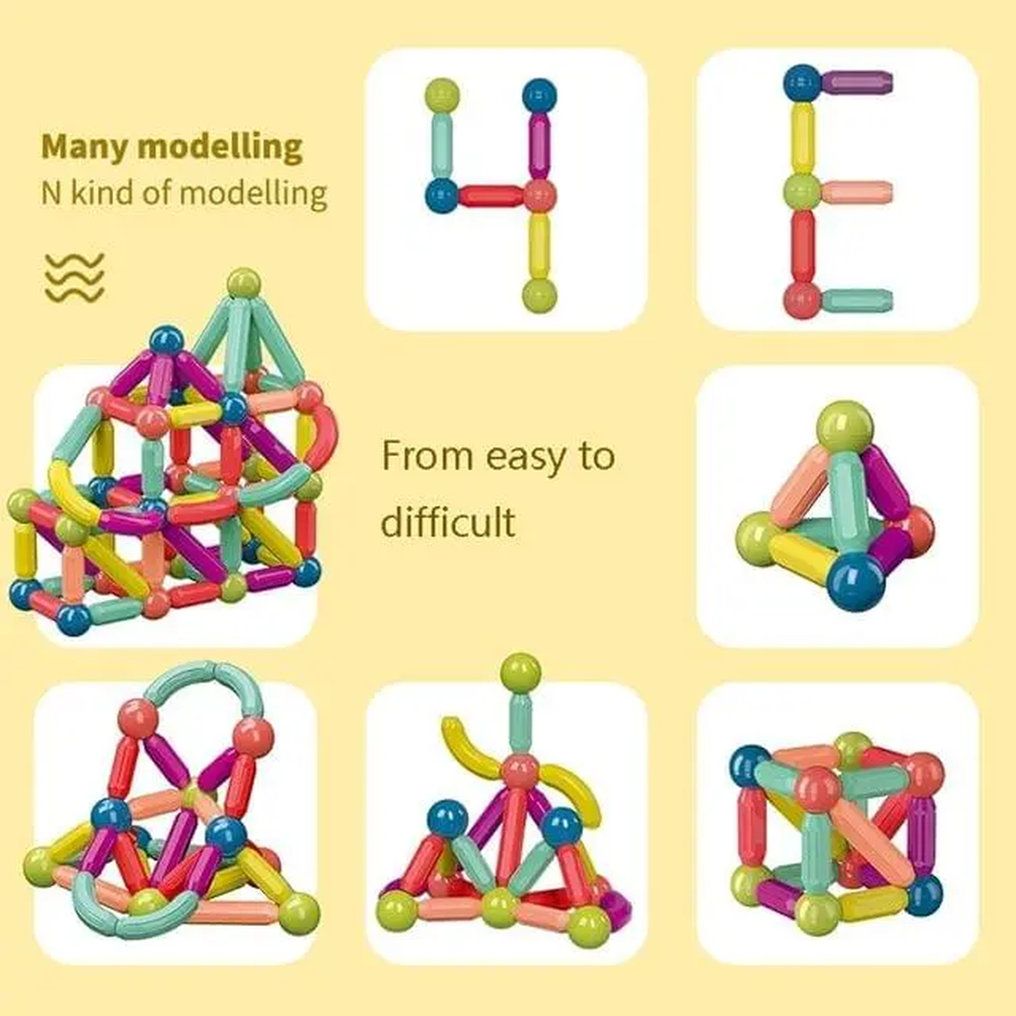 Magnetic Sticks Building Blocks Interactive Safe Learning Toy For Kids (Multicolor) 26 Pieces