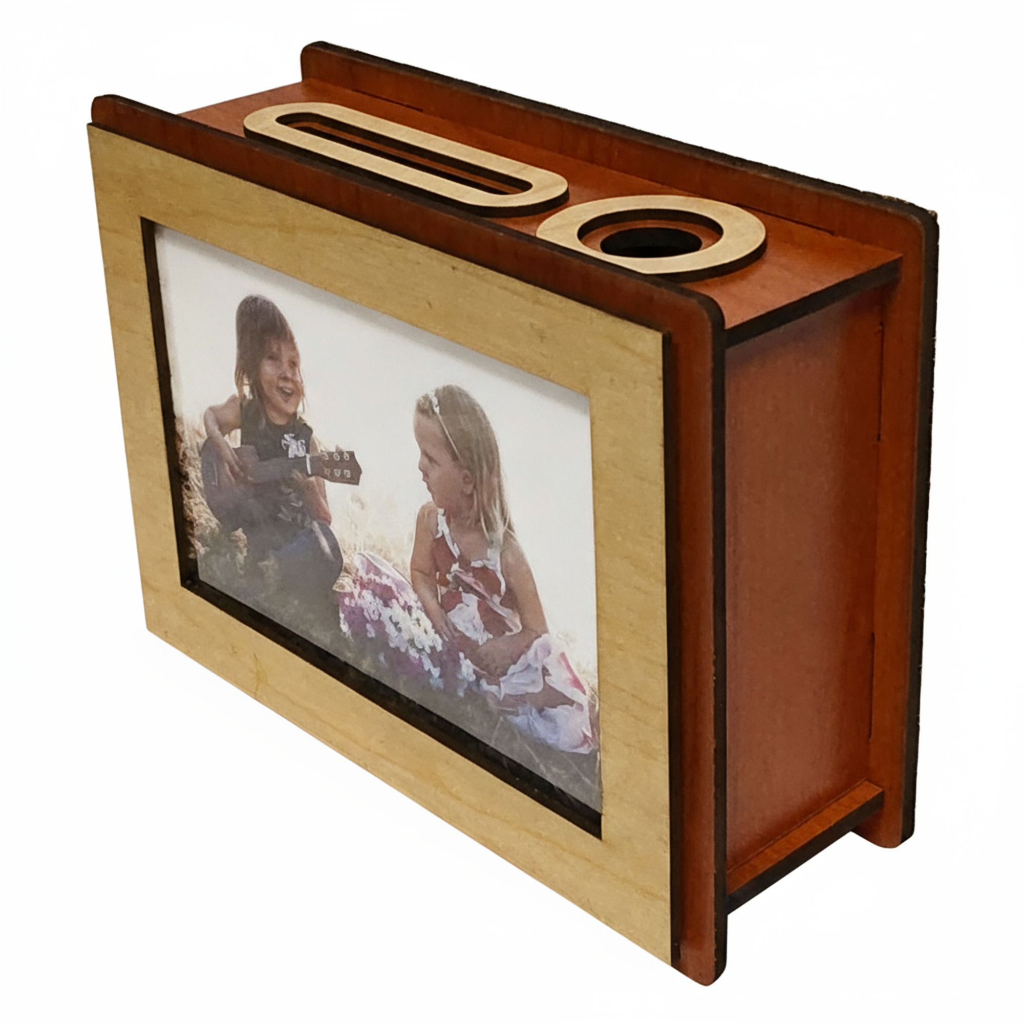 Wooden Money Bank | Piggy Bank Savings Box With Photo Frame for Kids & Adults