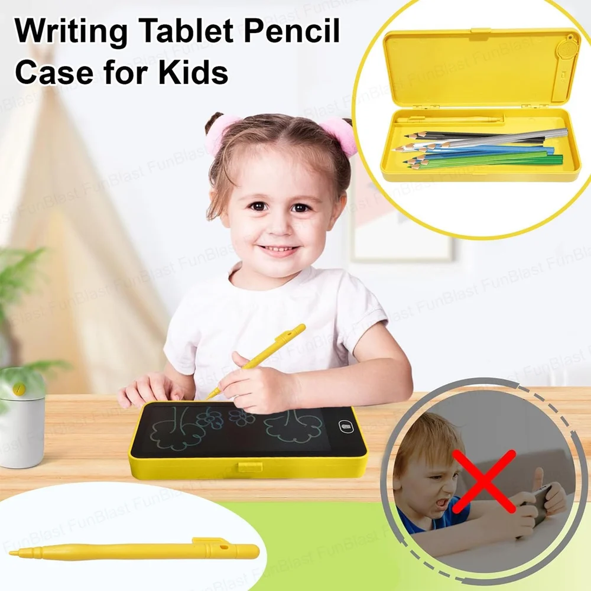Kids Learning LCD Writing Pad with Pencil Storage Box