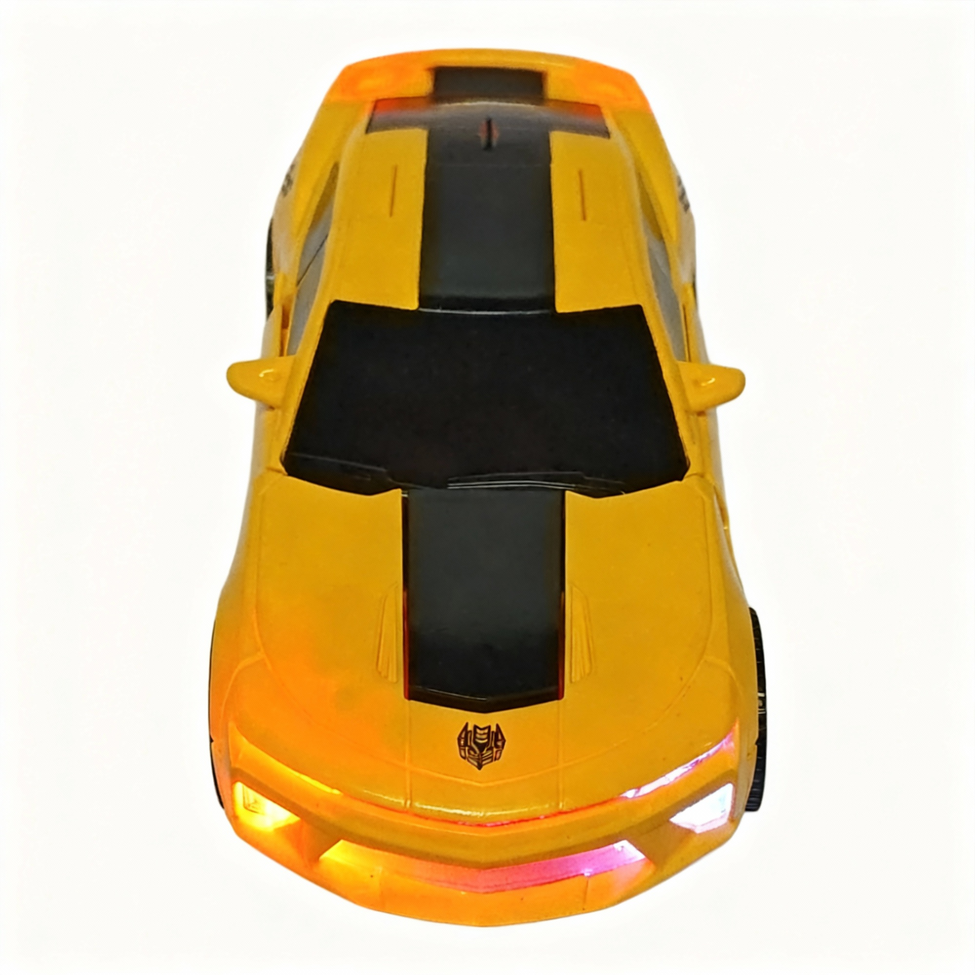 Deform Robot Car Toy, Interactive Transforming Car to Robot Toy with Lights and Music, Yellow