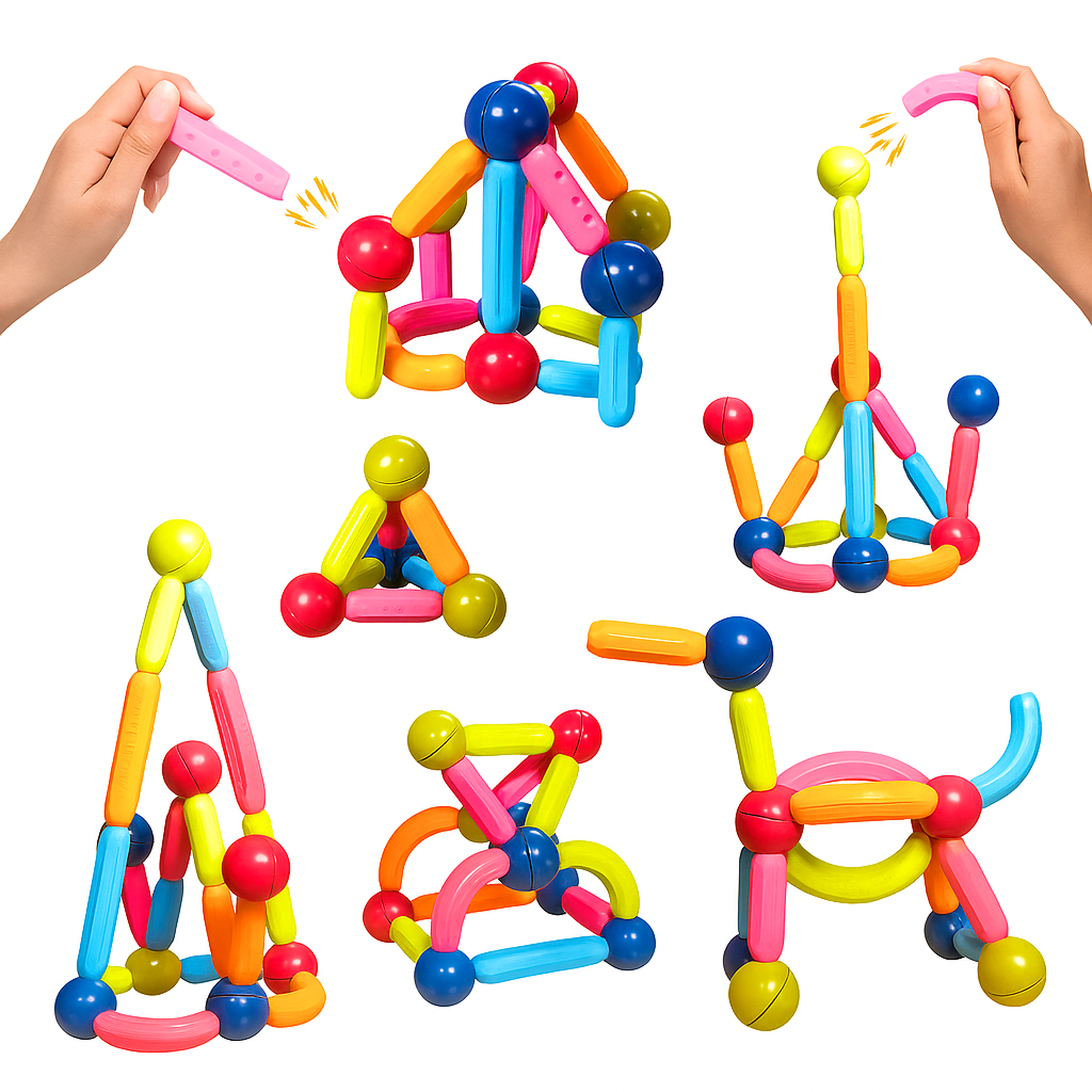 Magnetic Sticks Building Blocks Interactive Safe Learning Toy For Kids (Multicolor) 26 Pieces