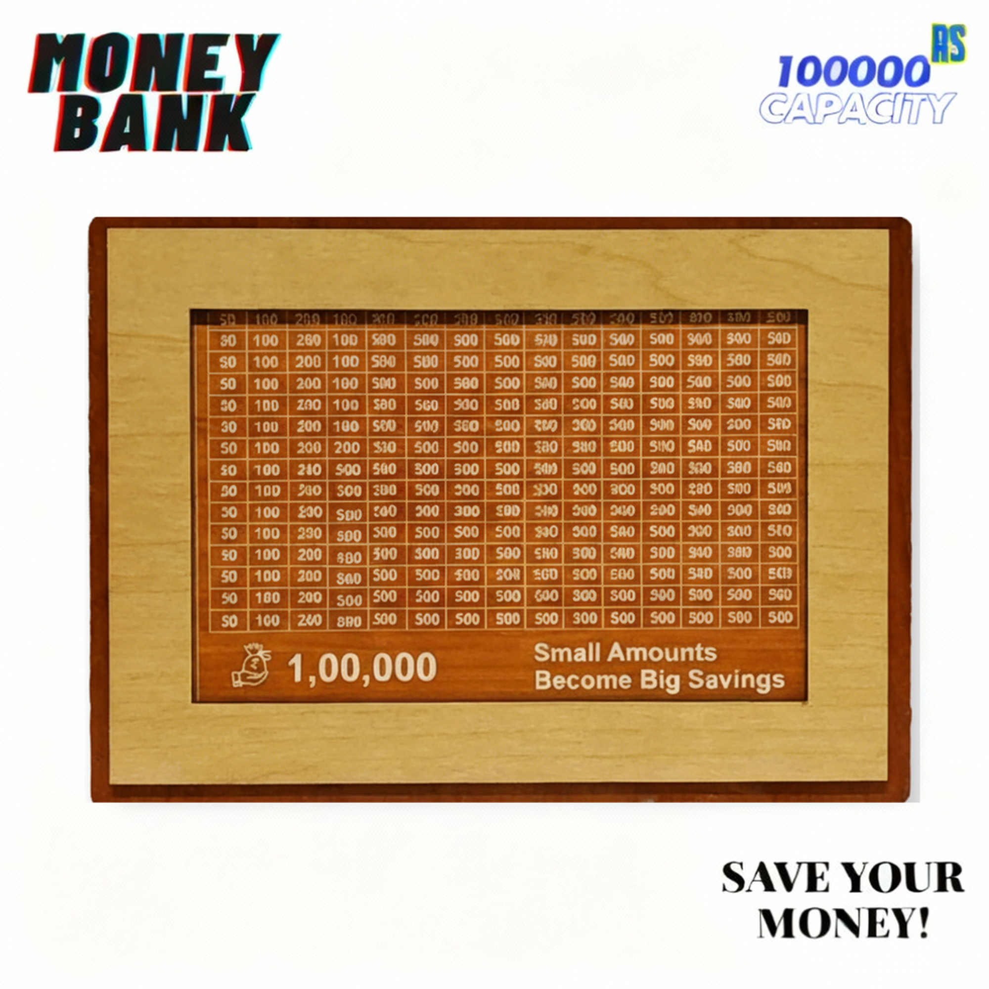 Wooden Money Bank | Piggy Bank Savings Box With Photo Frame for Kids & Adults