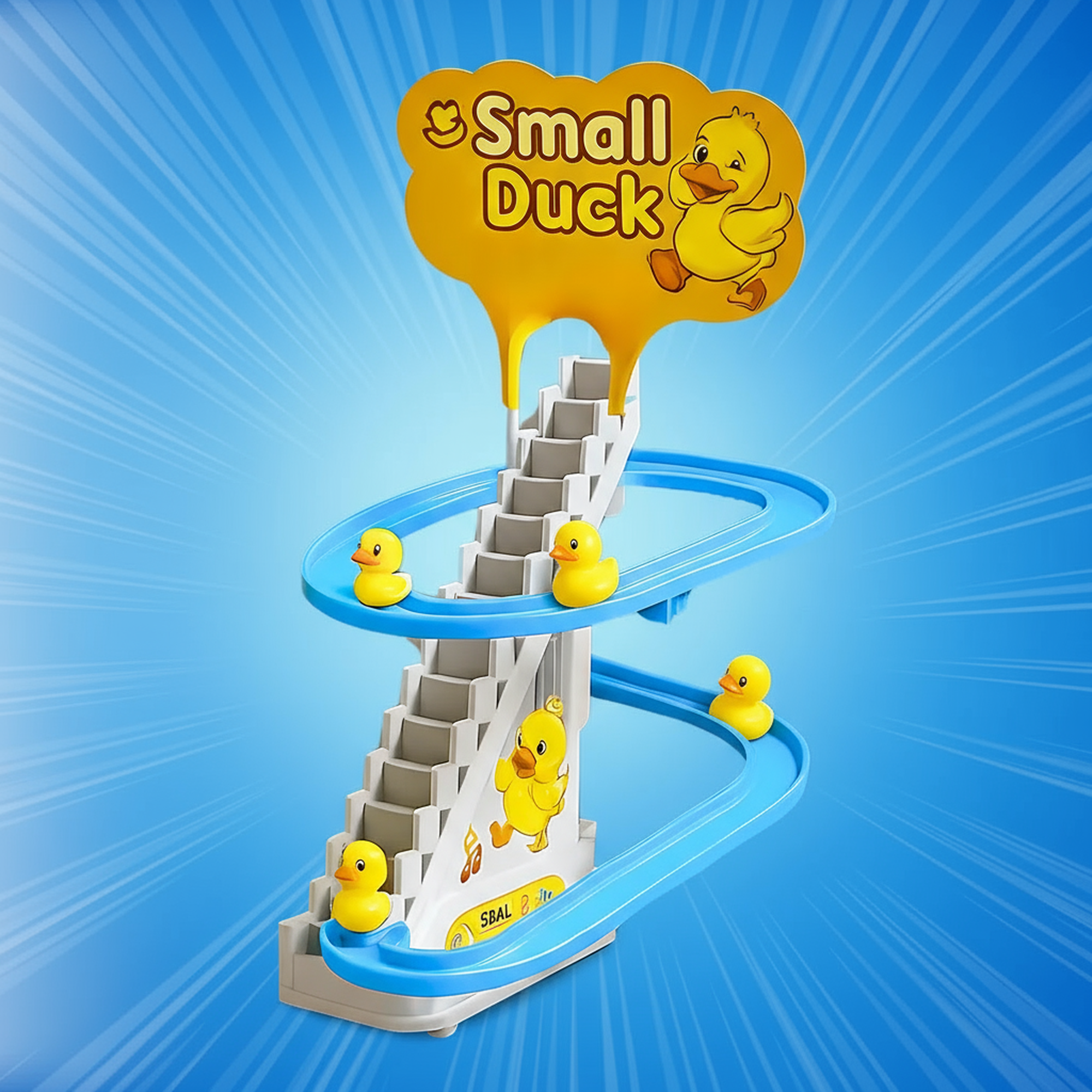Ducks Slide Toys for Kids - Ducks Chasing Race Slide Game Set - Small Ducks Stair Climbing Toys for Kids, Escalator Toy with Lights and Music - 3 Duck Included (Ducks Slide)
