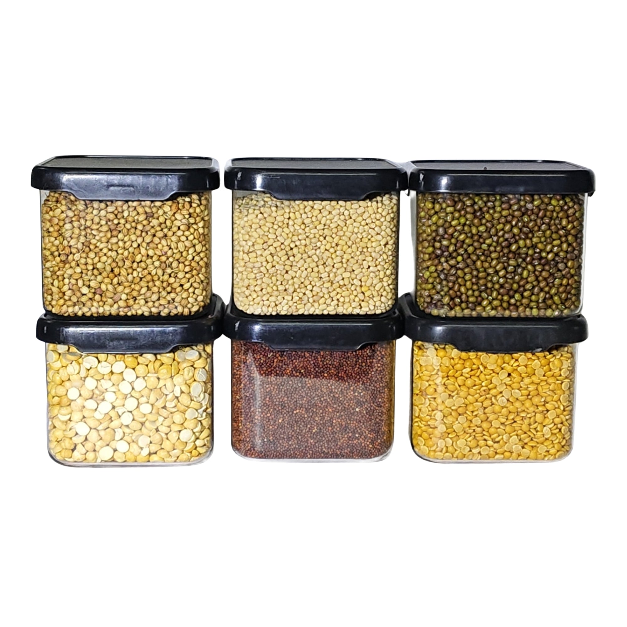 Airtight Plastic Storage Containers Set 500 ml (Black, Pack of 6)