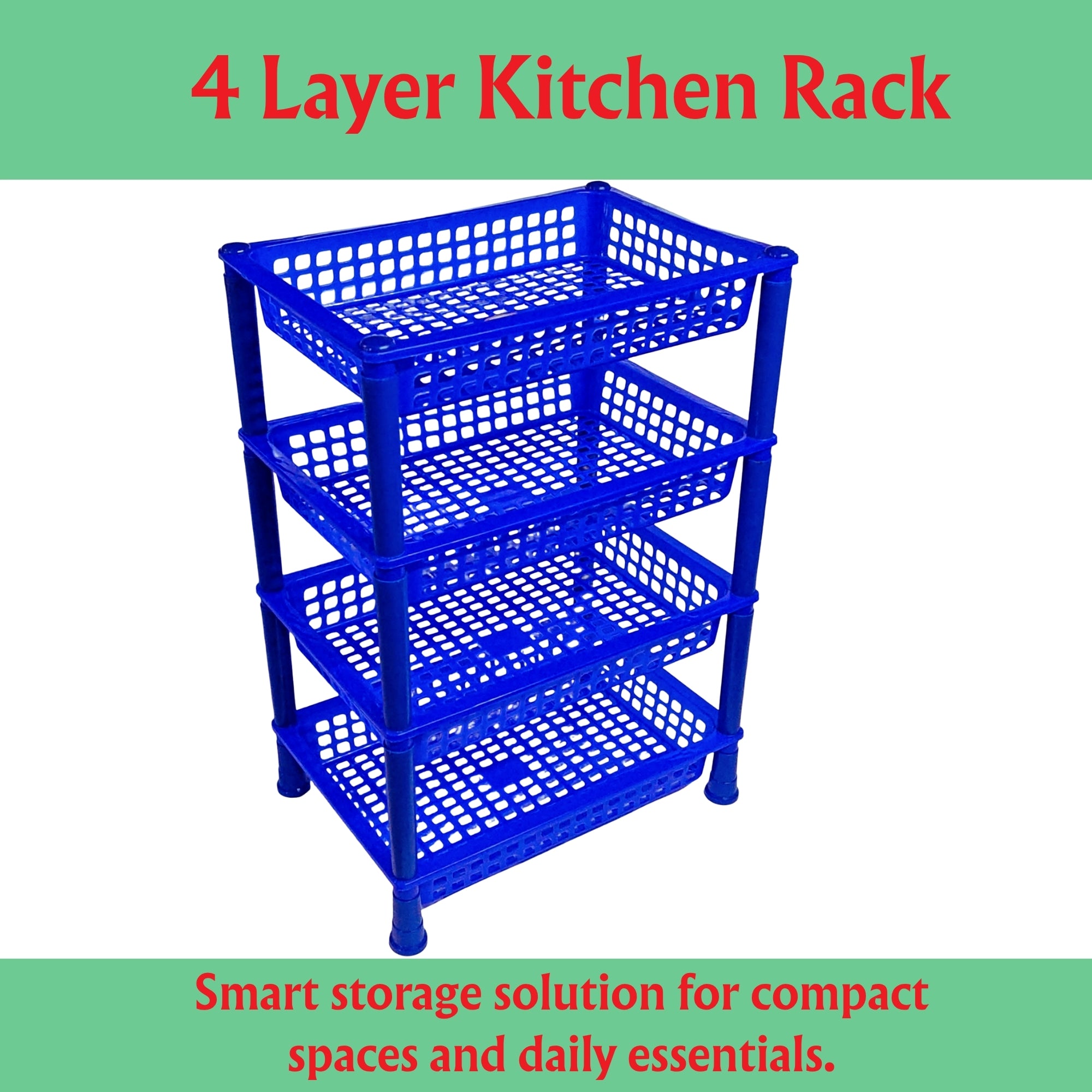 Kitchen Racks Plastic, Vegetable Basket Stand, Plastic Rack Office, Fruits Onion Stand for Kitchen ( 4 Layer)