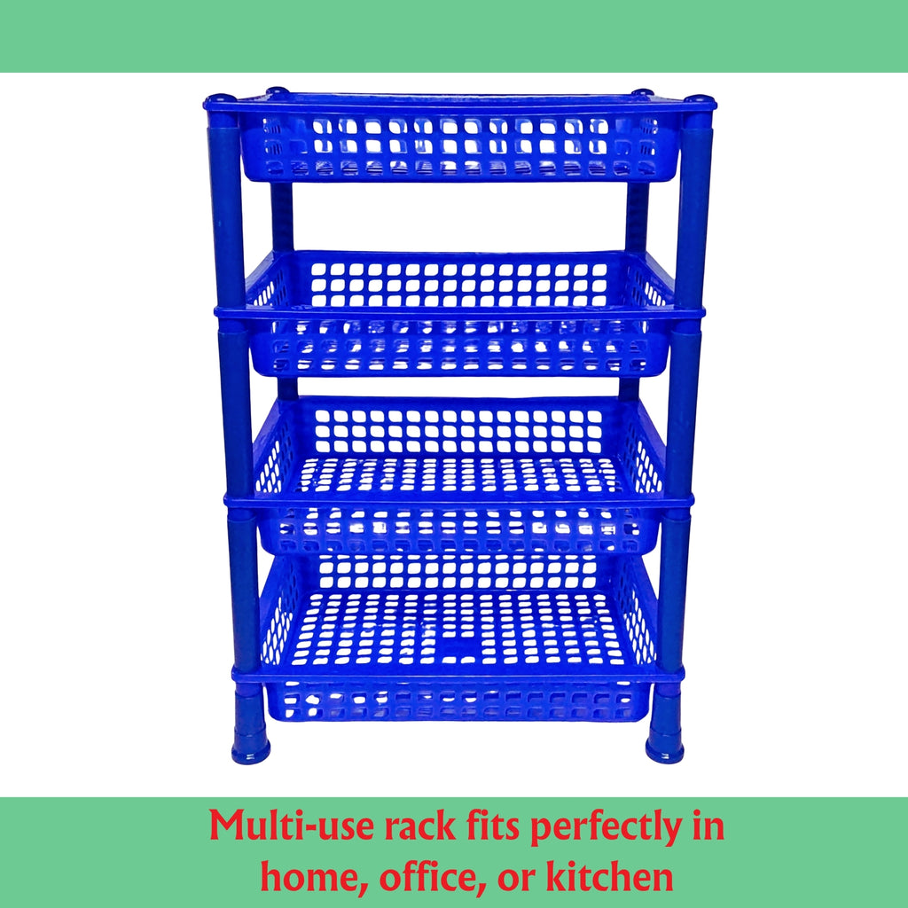 Kitchen Racks Plastic, Vegetable Basket Stand, Plastic Rack Office, Fruits Onion Stand for Kitchen ( 4 Layer)