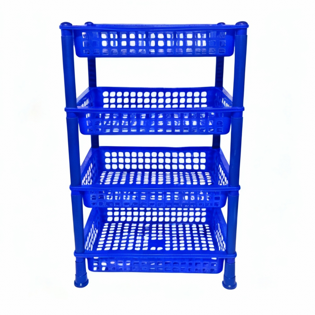 Kitchen Racks Plastic, Vegetable Basket Stand, Plastic Rack Office, Fruits Onion Stand for Kitchen ( 4 Layer)