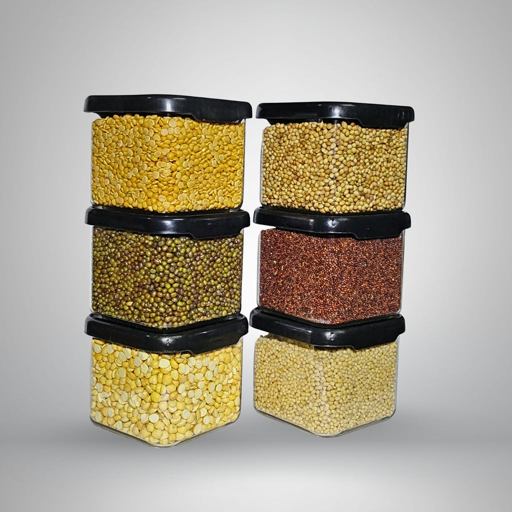 Airtight Plastic Storage Containers Set 500 ml (Black, Pack of 6)