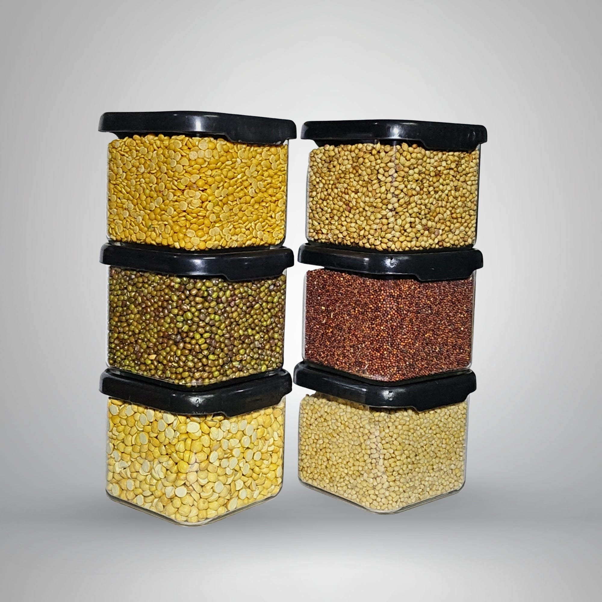 Airtight Plastic Storage Containers Set 500 ml (Black, Pack of 6)