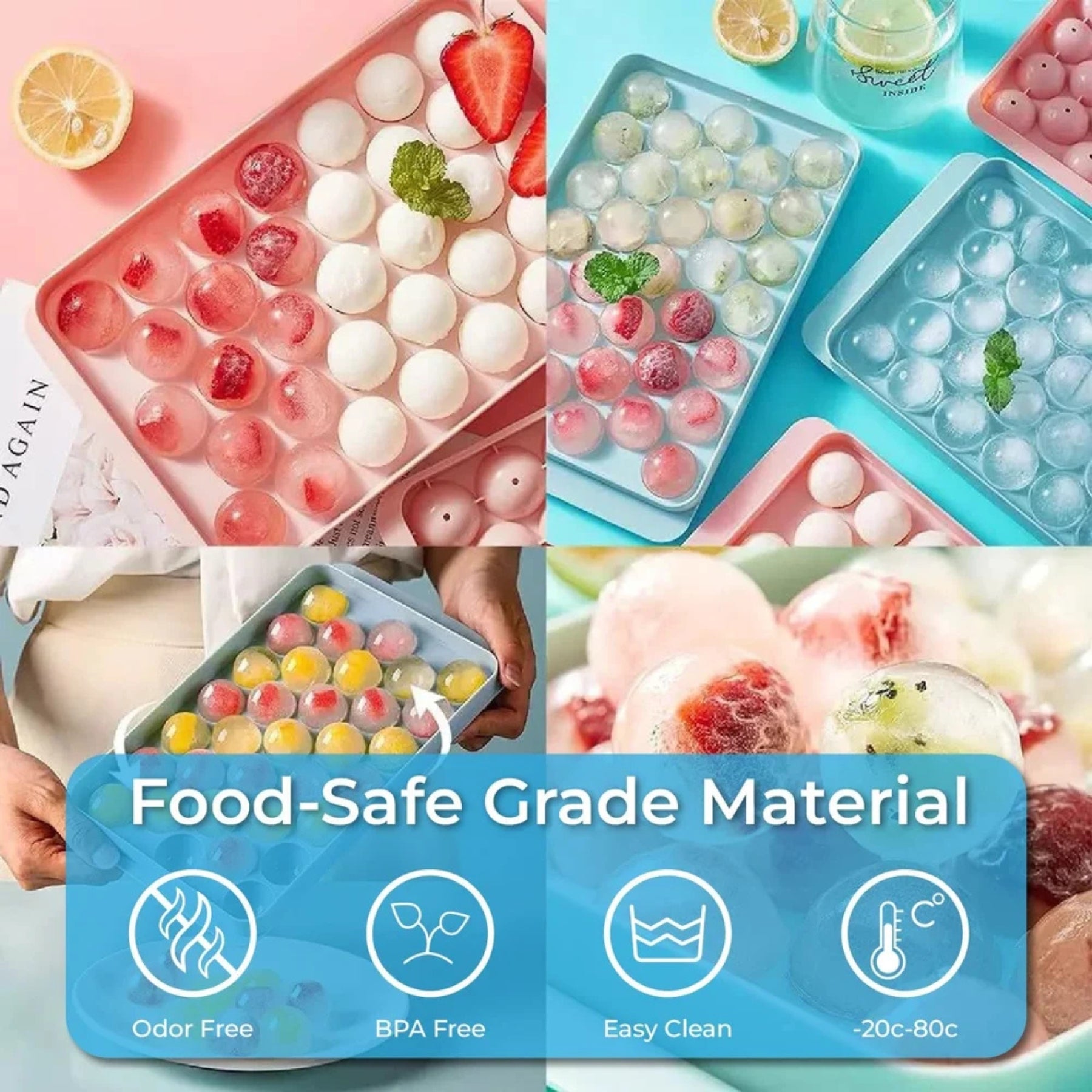 Round Ball Ice Cube Tray Pack Of 2 For Create Perfectly Round Ice Balls