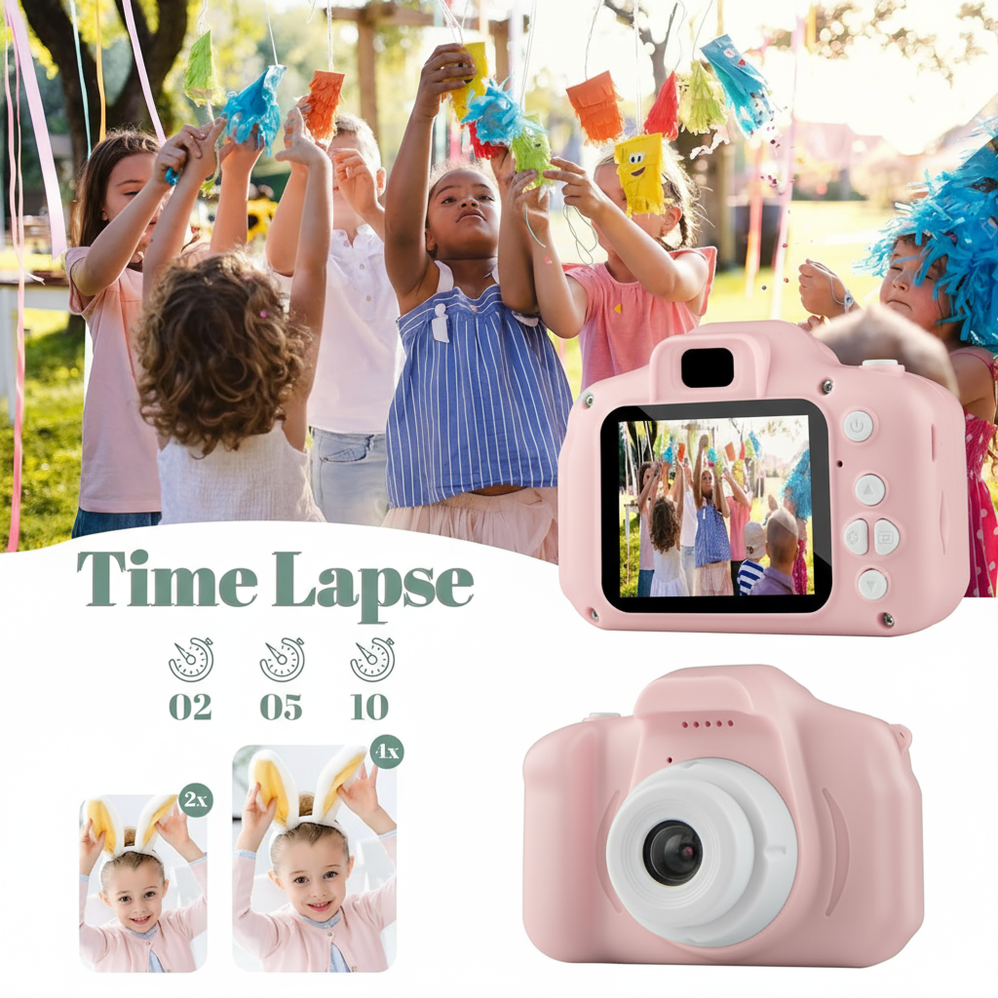 Pink Digital Camera for Kids | 2"LCD Screen | Rechargeable Toy | Photo & Video