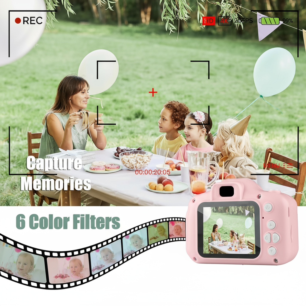 Pink Digital Camera for Kids | 2"LCD Screen | Rechargeable Toy | Photo & Video