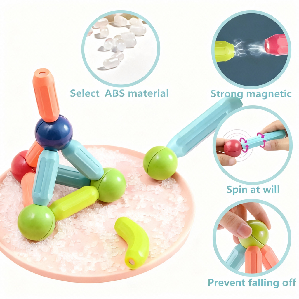 Magnetic Sticks Building Blocks Interactive Safe Learning Toy For Kids (Multicolor) 26 Pieces