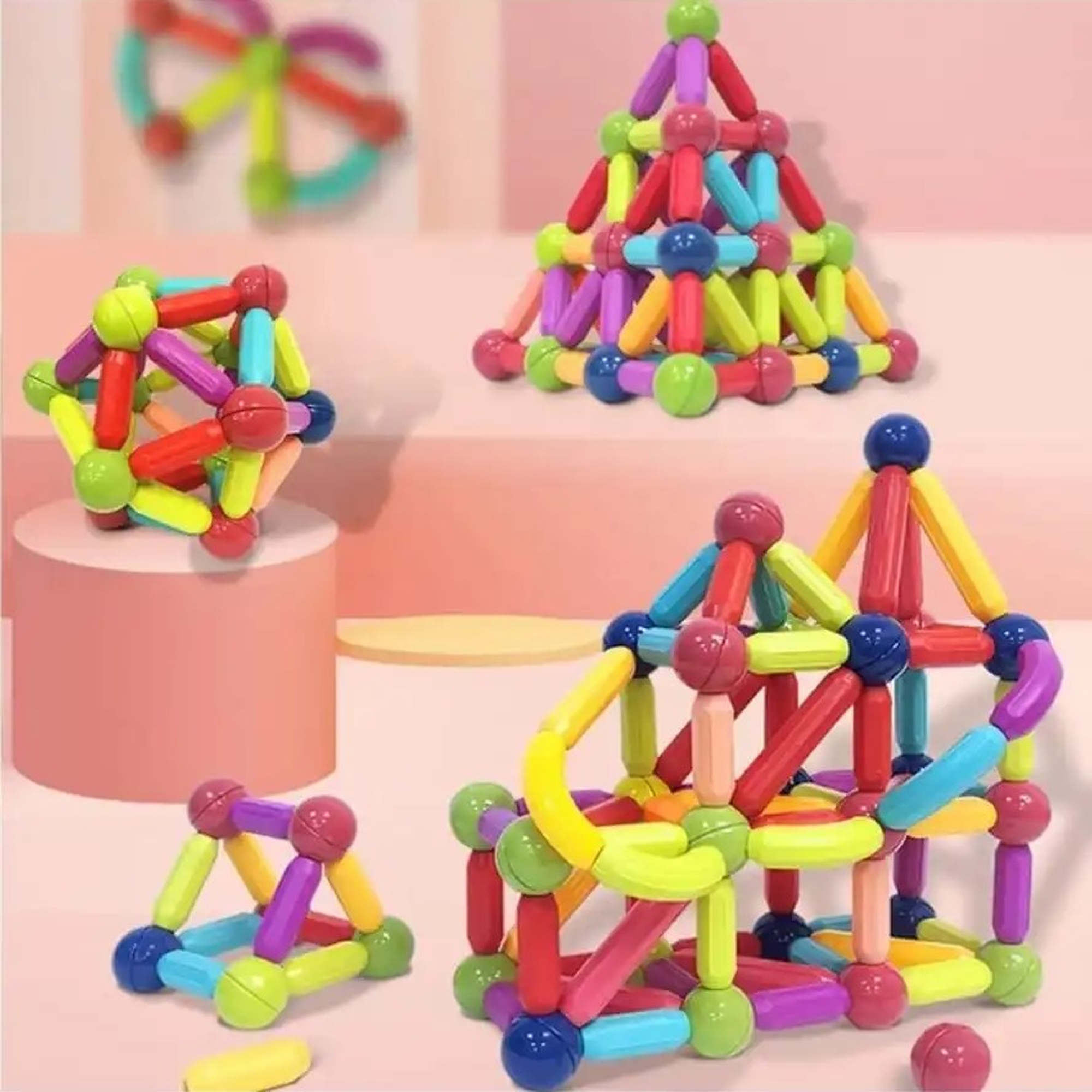 Magnetic Sticks Building Blocks Interactive Safe Learning Toy For Kids (Multicolor) 26 Pieces