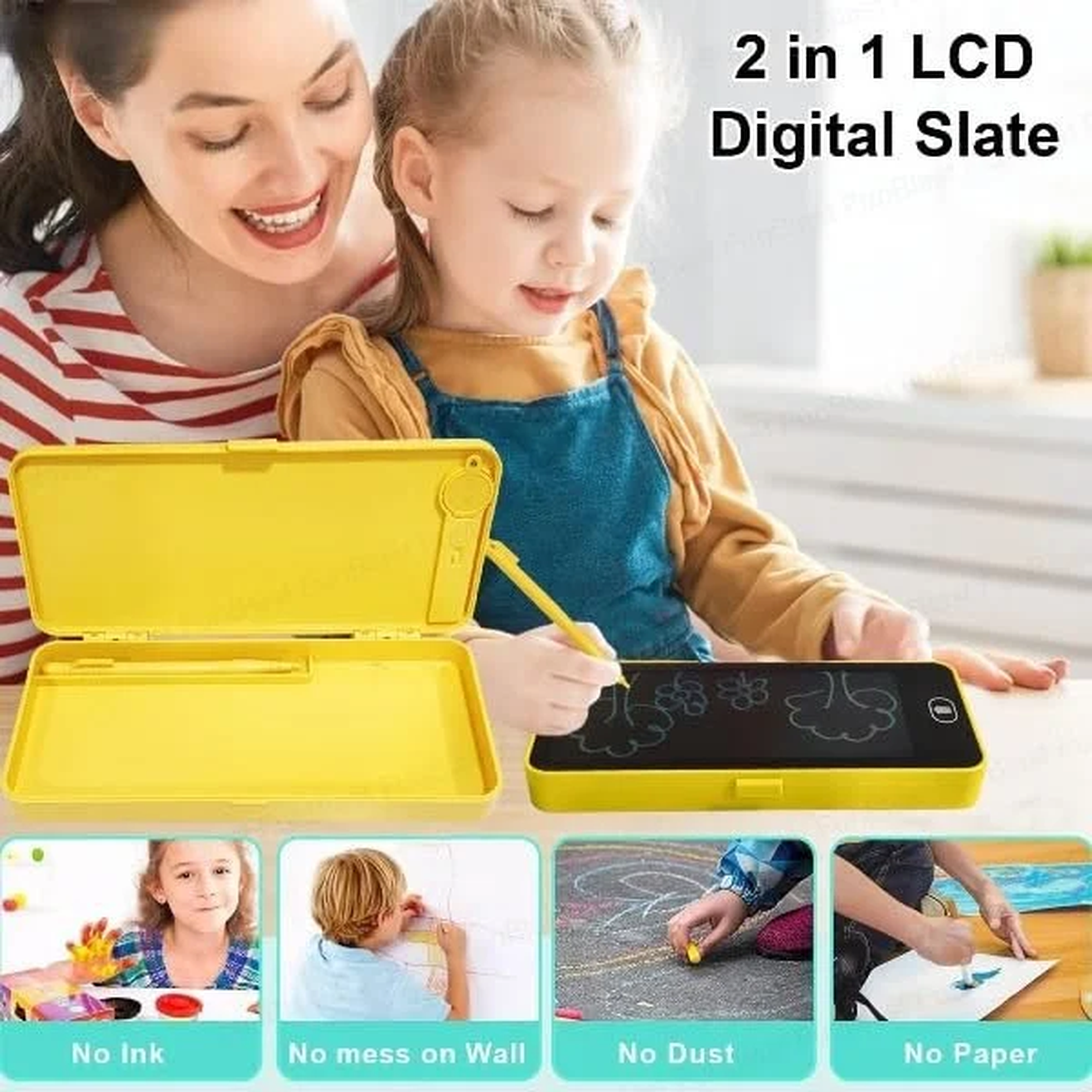 Kids Learning LCD Writing Pad with Pencil Storage Box