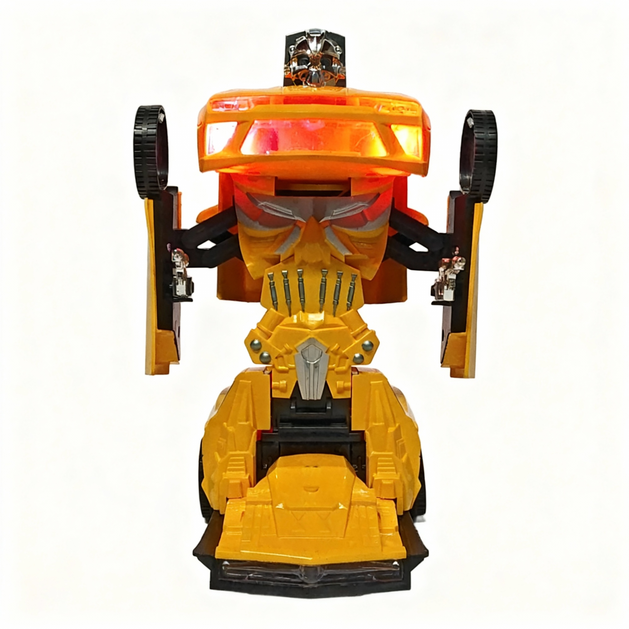 Deform Robot Car Toy, Interactive Transforming Car to Robot Toy with Lights and Music, Yellow