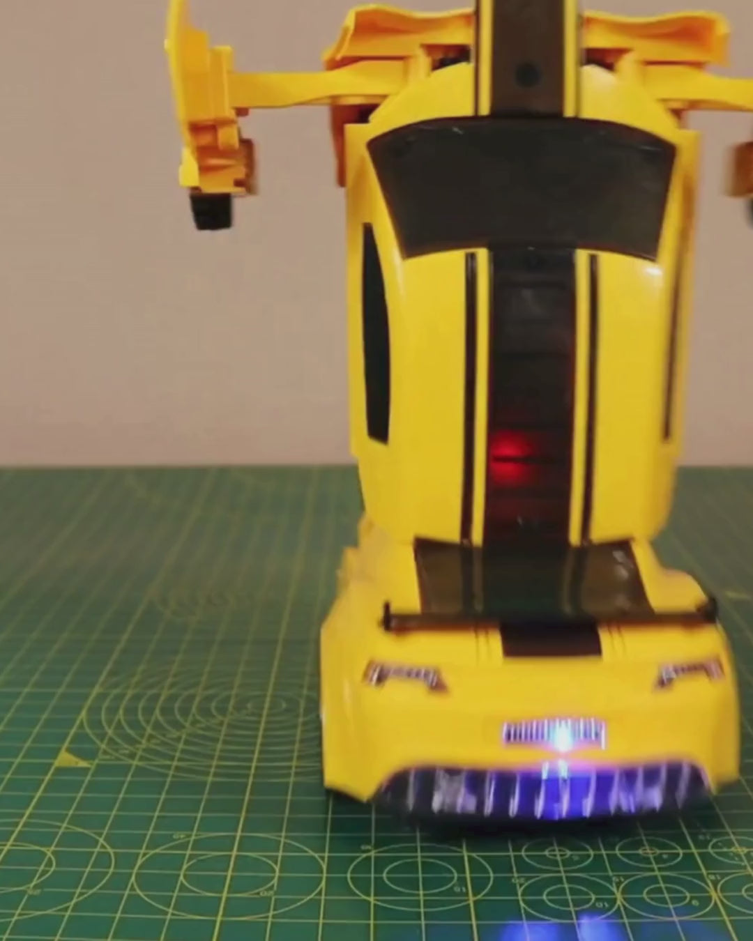 Deform Robot Car Toy, Interactive Transforming Car to Robot Toy with Lights and Music, Yellow