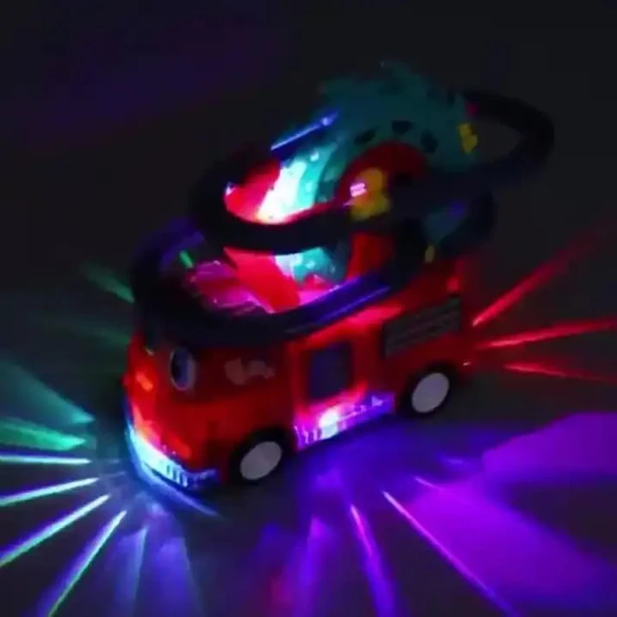 Fire Rail Car Duck Swivel Slide, Funny Automatic Stair-Climbing Ducklings Cartoon Race Track Set Little Lovely Duck Slide Toy Escalator with Lights and Music 3 Duck Included