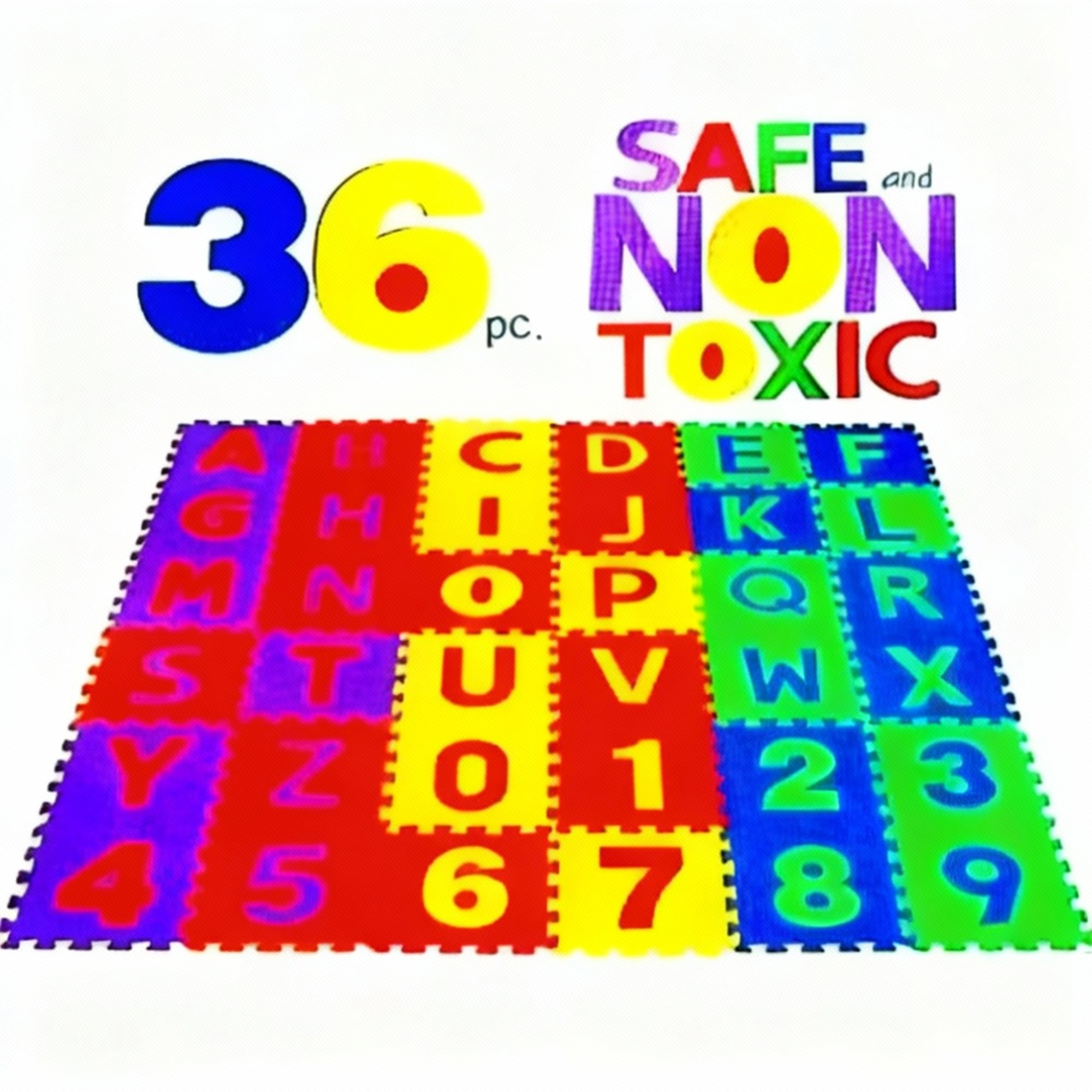 36 Pieces Alphabet & Number Floor Mats for Kids, Puzzle Foam Mat for Children Above 2 Years