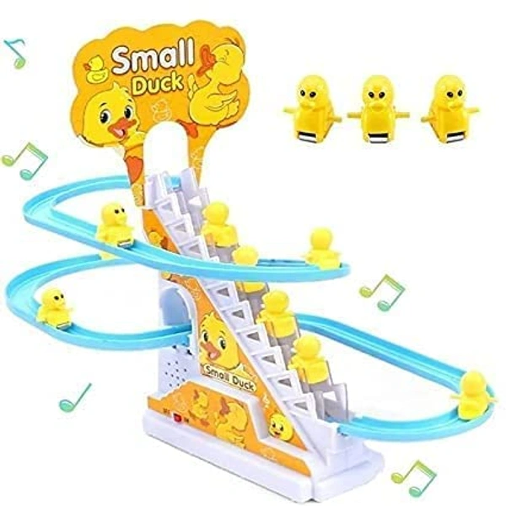 Ducks Slide Toys for Kids - Ducks Chasing Race Slide Game Set - Small Ducks Stair Climbing Toys for Kids, Escalator Toy with Lights and Music - 3 Duck Included (Ducks Slide)